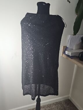 Style Rack Black Sequin Midi Skirt